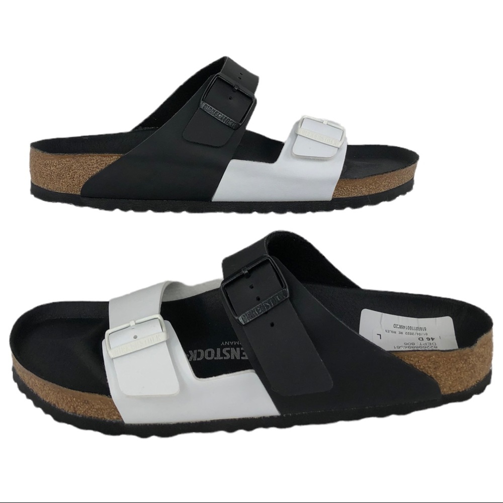Birkenstock Arizona Split Two-Strap Black & White Sandals 🆕